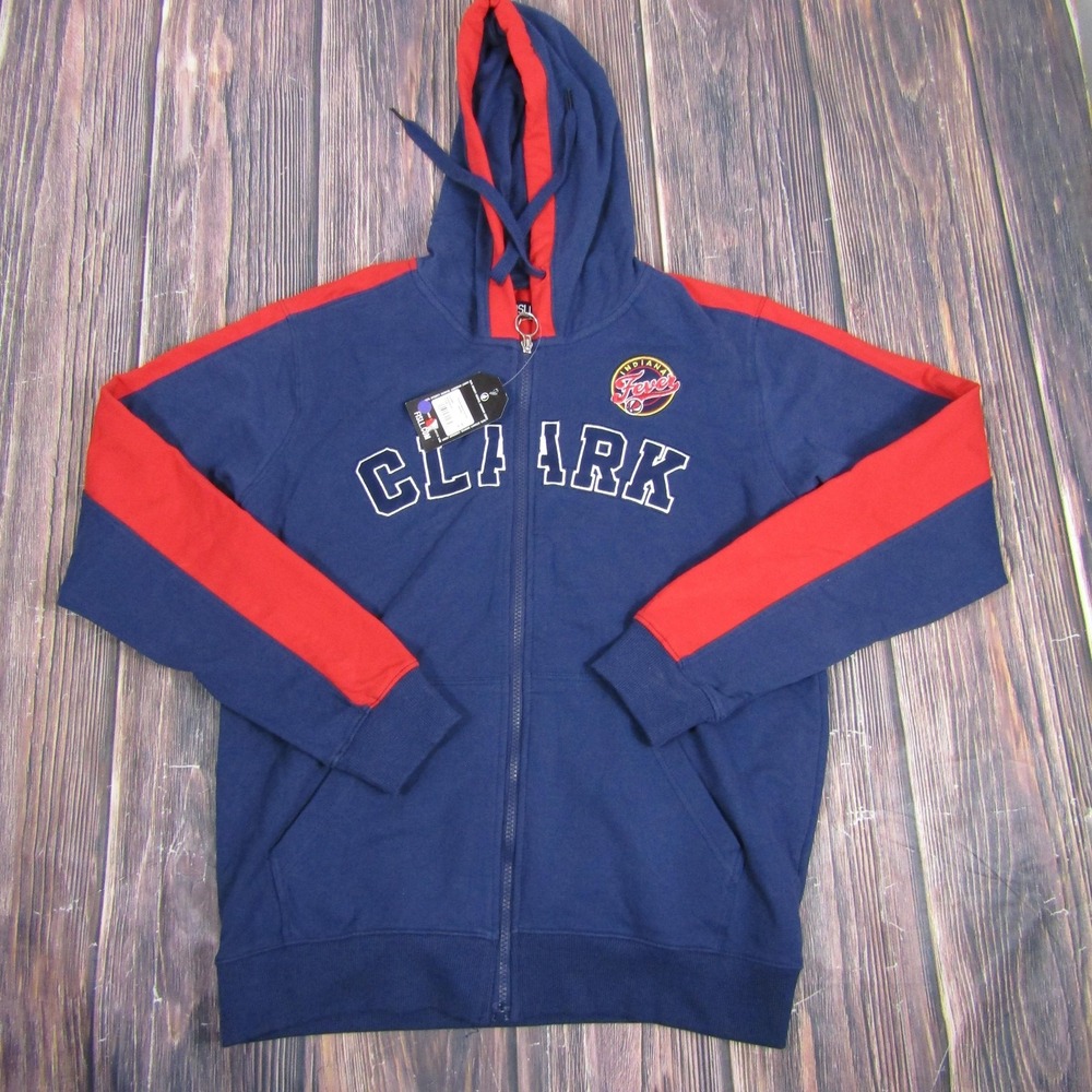 FISLL Caitlin Clark Hoodie Womens Medium WNBA Indiana Fever Navy Red Full Zip